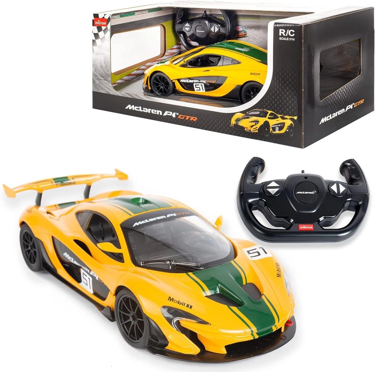 McLaren P1 GTR 1/14 イエロー/グリーン McLaren P1 GTR 1:14 RASTAR R/C CAR – Newport Beach Automotive