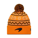 McLaren F1 New Era Limited Edition Holiday Cuff Bobble Beanie - Papaya