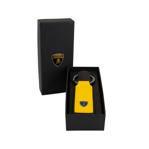 AUTOMOBILI LAMORGHINI YELLOW LEATHER VERTICAL KEYRING HOLDER