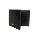 AUTOMOBILI LAMBORGHINI LOGOSCRIPT METAL PLATE BIFOLD BLACK WALLET