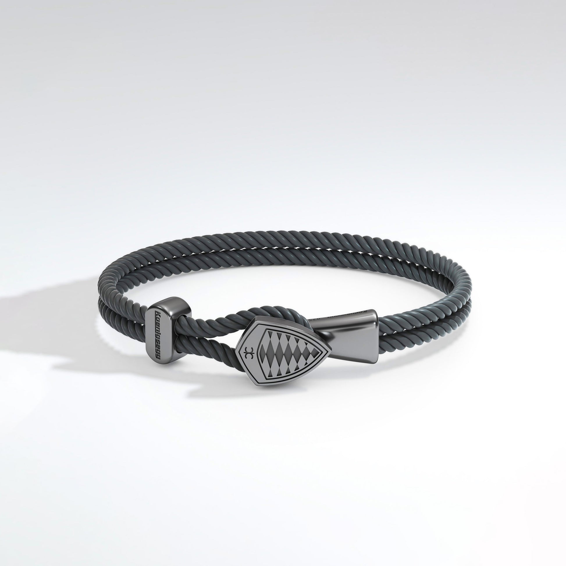 Koenigsegg Oxidized Silver Shield Braided Bracelet Newport Beach