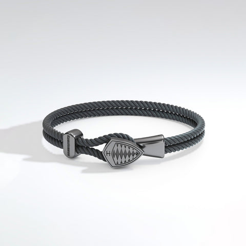 Koenigsegg Shield Braided Bracelet - Oxidized Silver